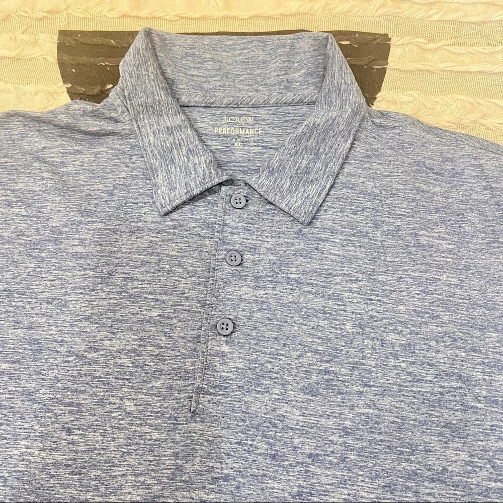J Crew Shirt Adult SZ XL Preppy Collared Performance Casual Golf Polo Blue Mens